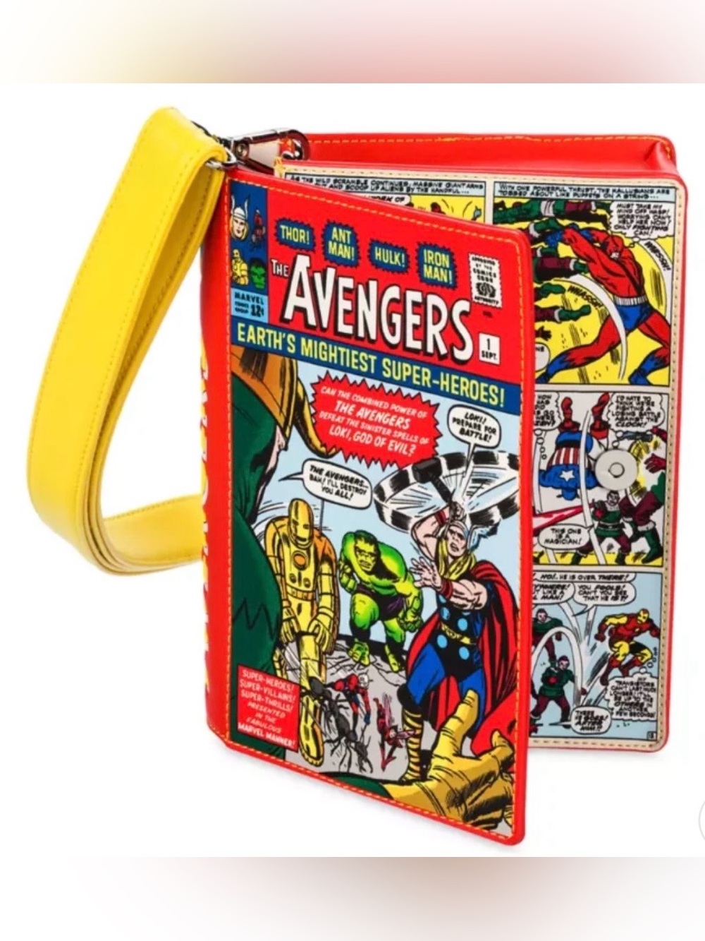 NWOT Loungefly Marvel Avengers Comic Book Crossbody Bag - Red & Yellow